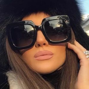 Black Flat Top Oversized Square Sunglasses